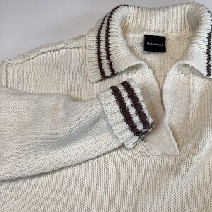 Miou Muse Crop Sweater Women’s M Cream Brown Autumn Fall Pullover